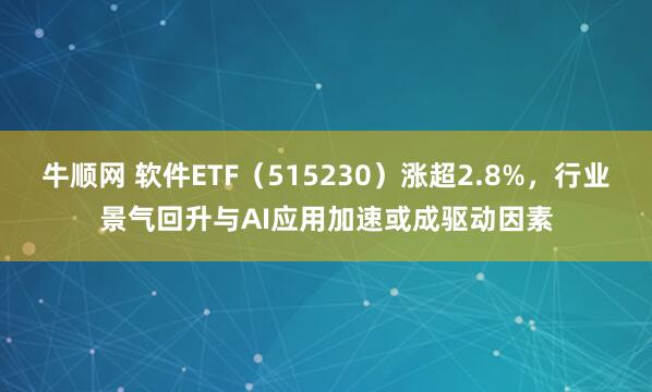 牛顺网 软件ETF（515230）涨超2.8%，行业景气回升与AI应用加速或成驱动因素